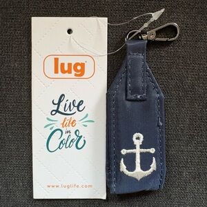 Lug Oversized Bag Zipper Puller with Clasp - Navy Indigo Blue with White Anchor